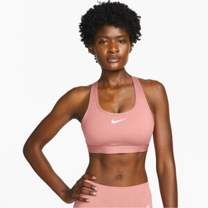 Nike Swoosh Med Support Padded Racerback Women Sports Bra Med Red Stardust